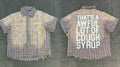 That's A Awful Lot Of Cough Syrup Distressed Plaid Button-Down Shirt - Grey Purple Plaid